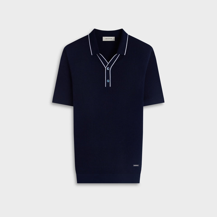 Tipped Knit Sweater Polo - Navy