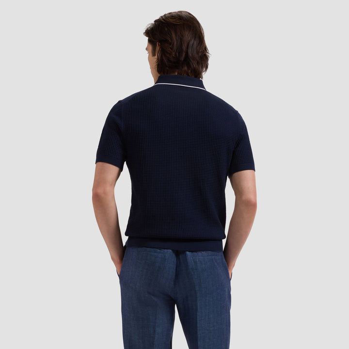 Tipped Knit Sweater Polo - Navy