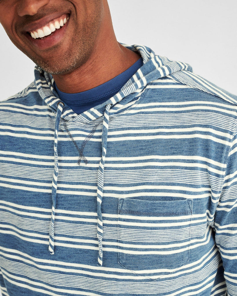 Picture of closeup fowler long sleeve t-shirt indigo