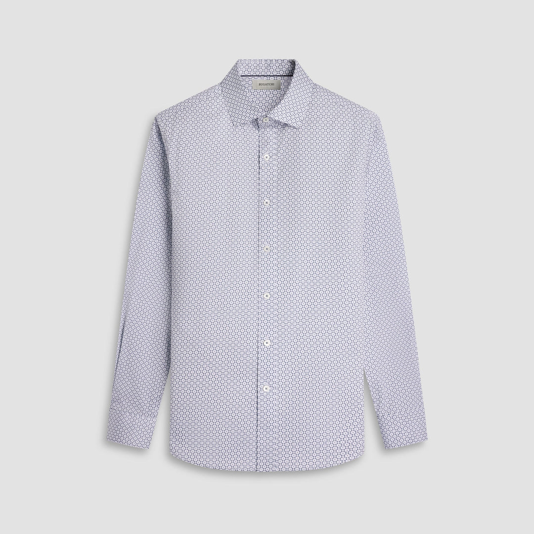Axel Woven Twill Shirt - White/Navy