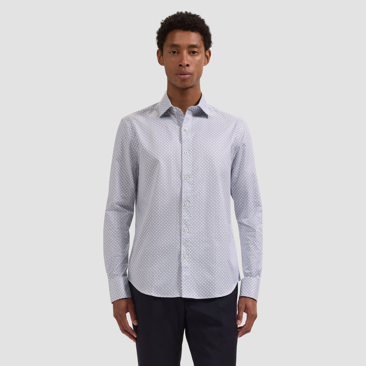 Axel Woven Twill Shirt - White/Navy
