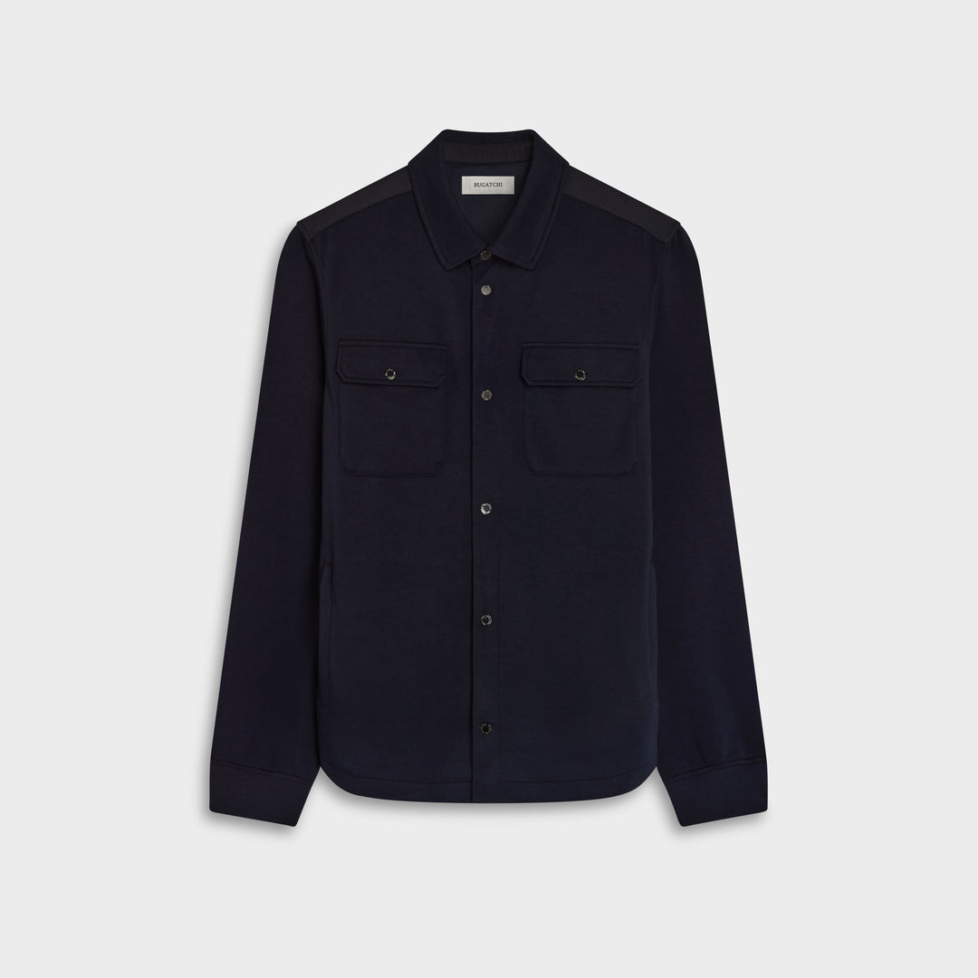 Knit Shirt Jacket - Navy