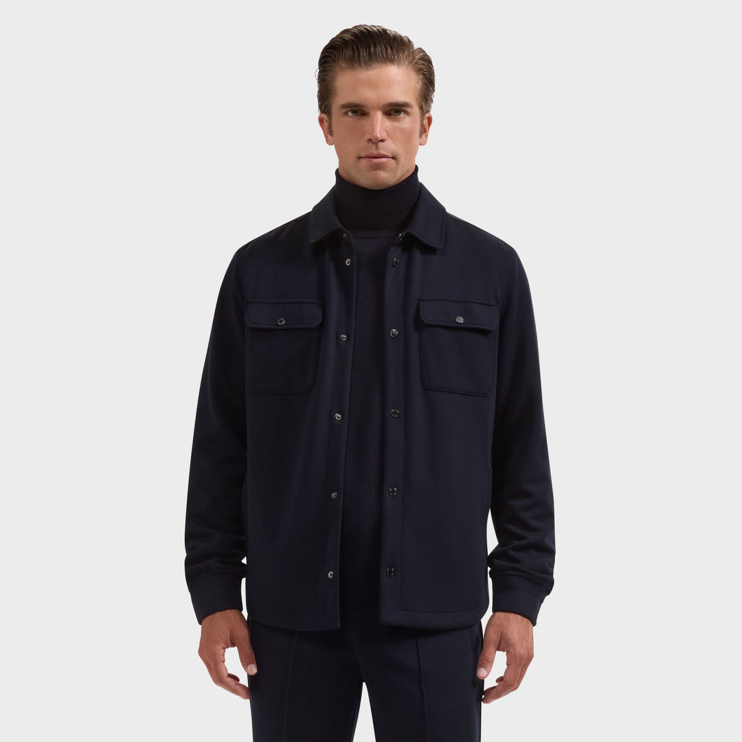 Knit Shirt Jacket - Navy