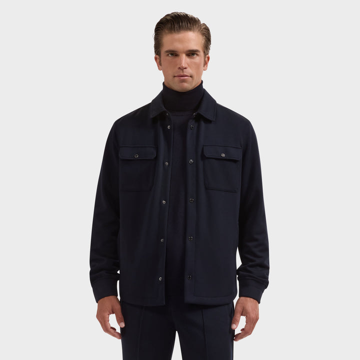 Knit Shirt Jacket - Navy
