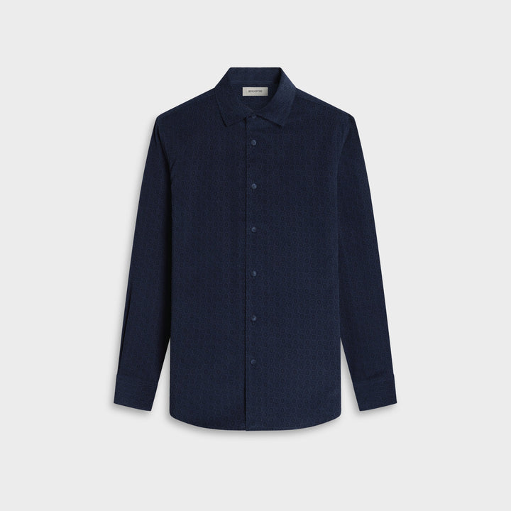 Alvin Patterned Woven Shirt - Navy