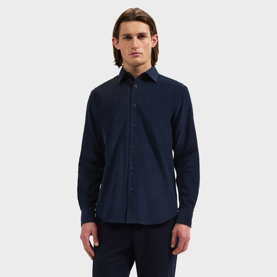 Alvin Patterned Woven Shirt - Navy