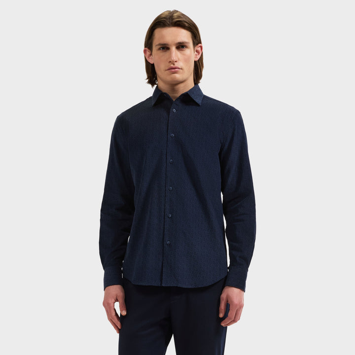Alvin Patterned Woven Shirt - Navy