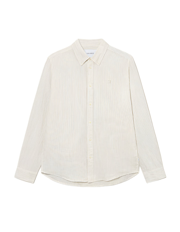 Les Deux Kristian Linen B.D. Shirt - Ivory/Walnut