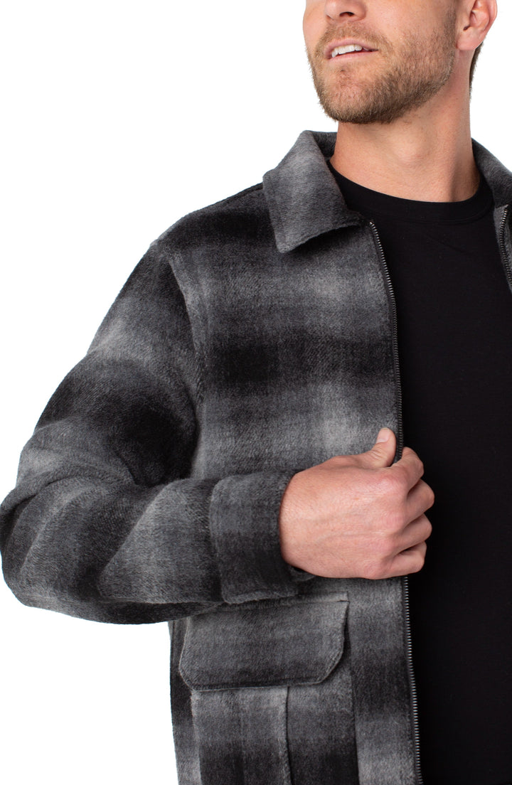Plaid Zip Jacket - Charcoal
