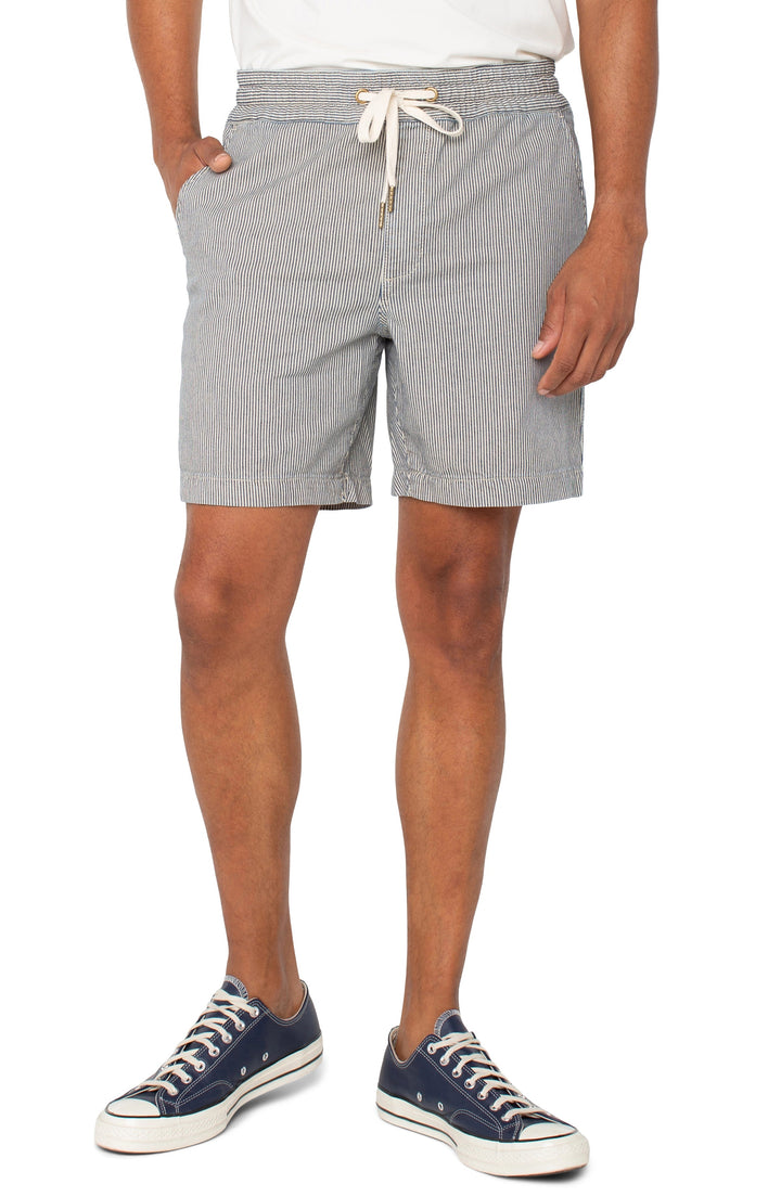 Liverpool Los Angeles Drawstring Short - Ecru/Navy