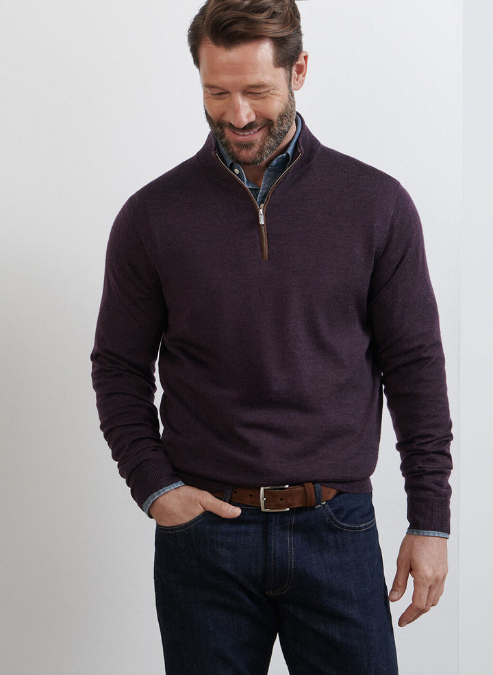 Autumn Crest Suede Trim 1/4 Zip - Midnight Grape