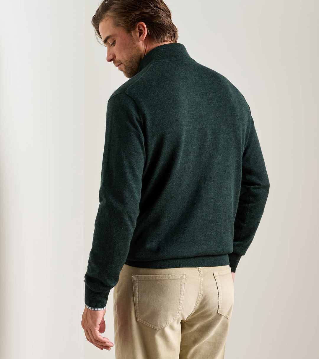 Autumn Crest Suede 1/4 Zip Sweater - Pine Brook