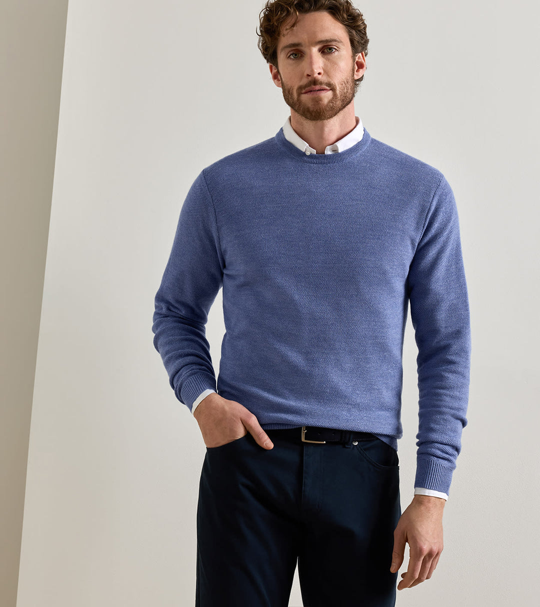 Autumn Crest Honeycomb Crew - Blue