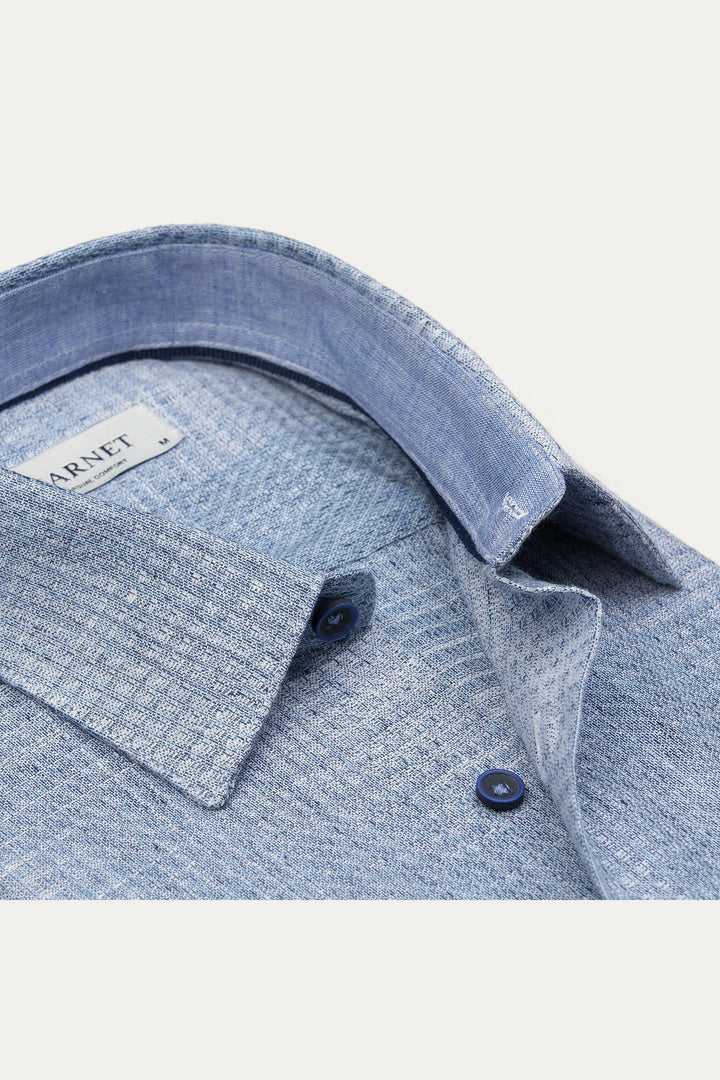 Garnet Linen-Cotton Woven Shirt - Indigo