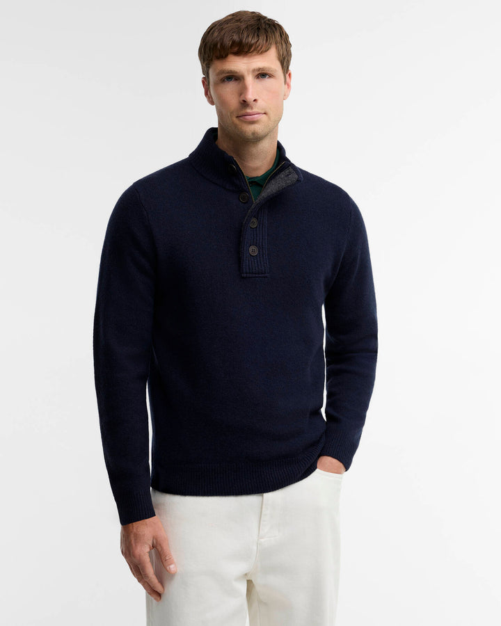 Patch Half Zip Sweater - Navy