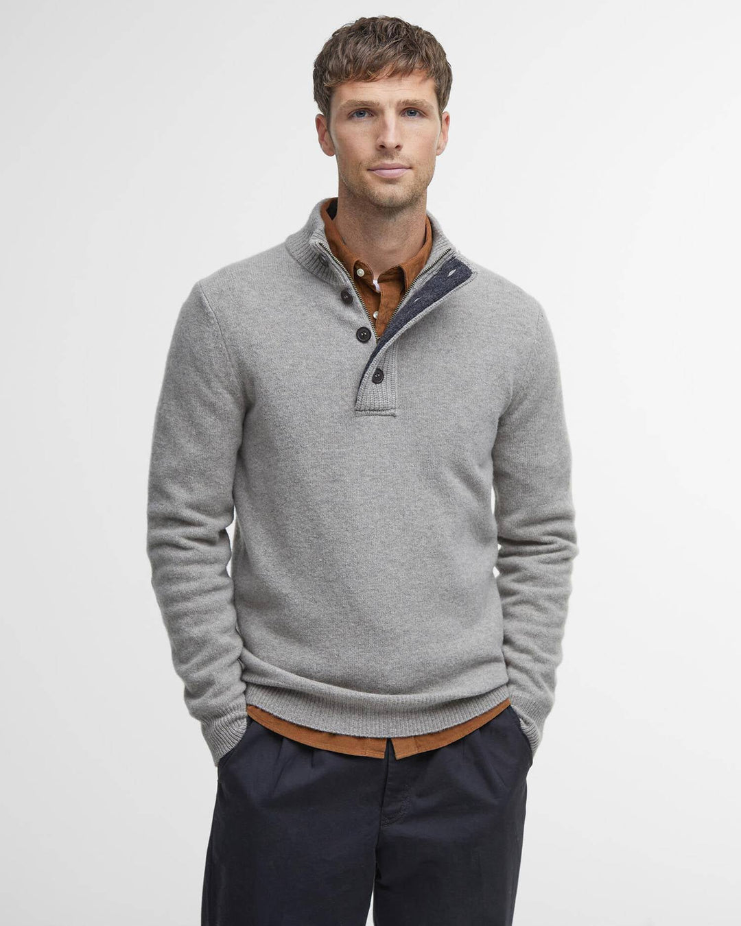 Patch Half Zip Sweater - Stone