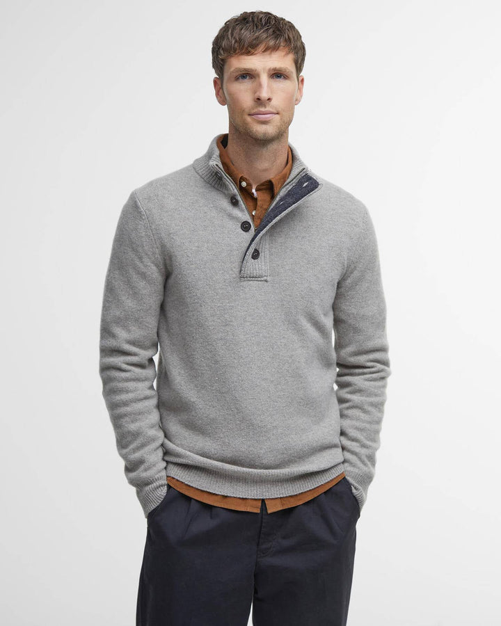 Patch Half Zip Sweater - Stone