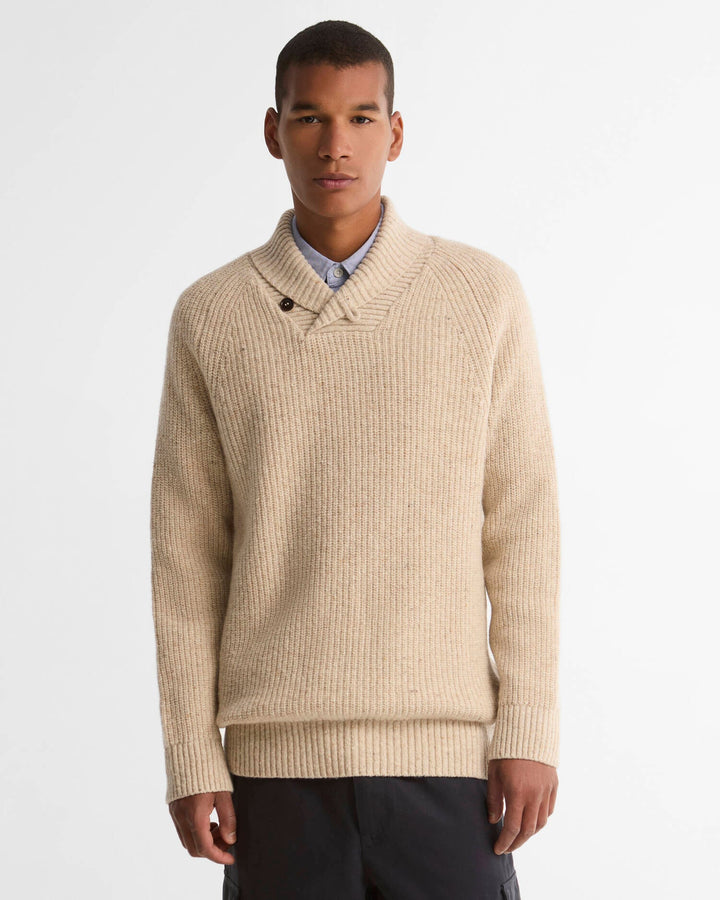 Fleck Shawl Sweater - Pearl