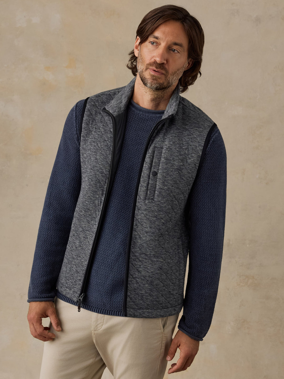Quilted Fleece Vest - Graphite Cloud