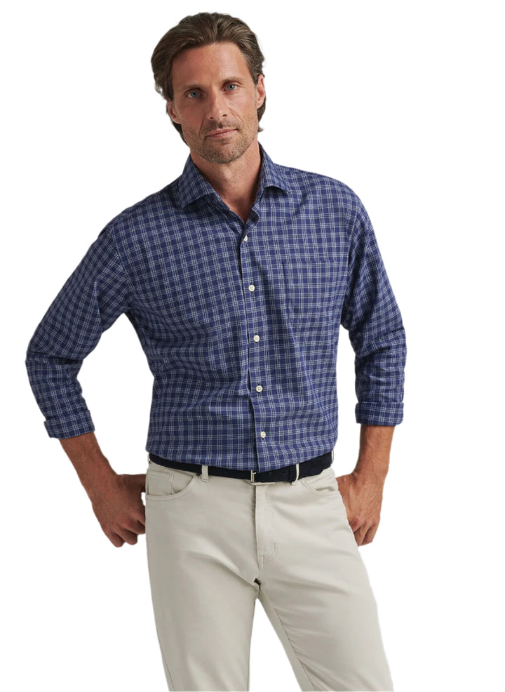 Peter Millar Elton Cotton Sport Shirt - Navy