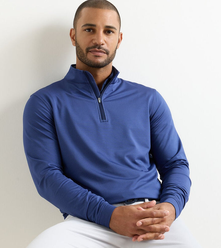 Perth Performance 1/4 Zip - Navy Stripe