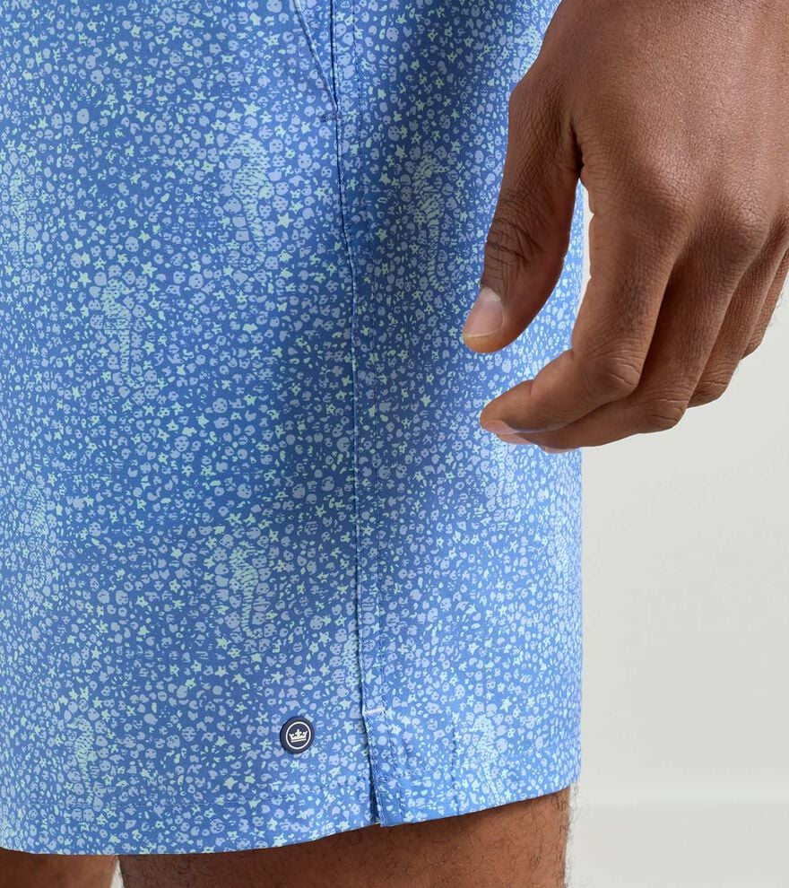 Sea Glass Seahorses Swim Trunk - Dusk Blue