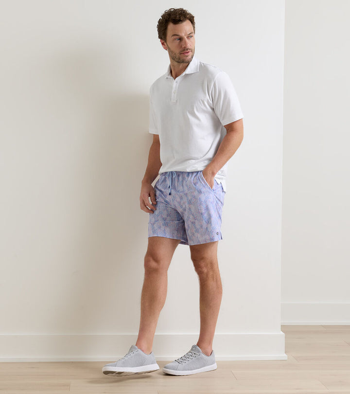 Sunset Palms Swim Trunk - Bermuda Pink