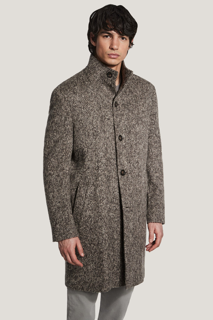 Wiktor Coat - Light Brown Herringbone