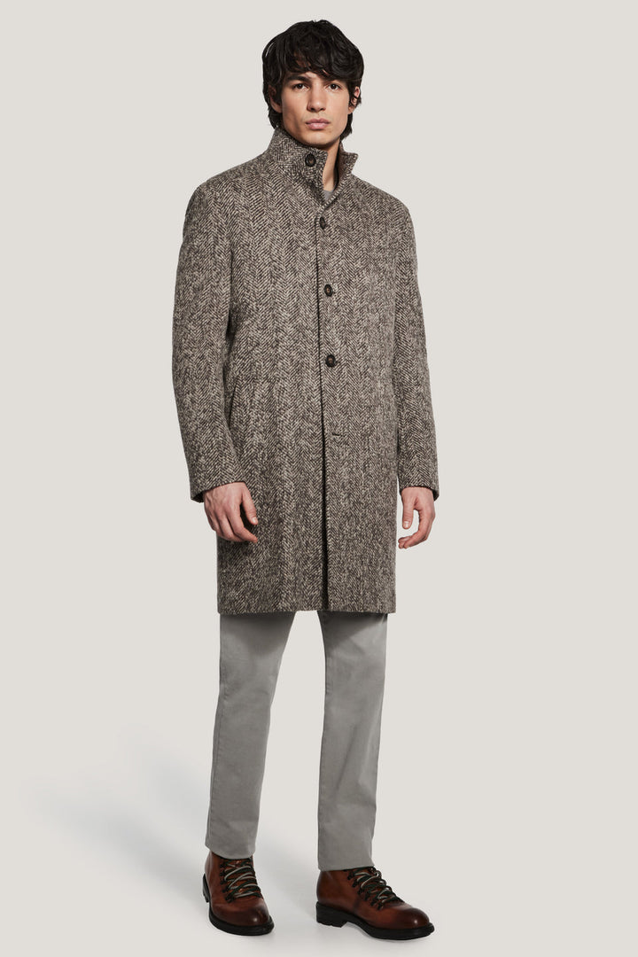 Wiktor Coat - Light Brown Herringbone