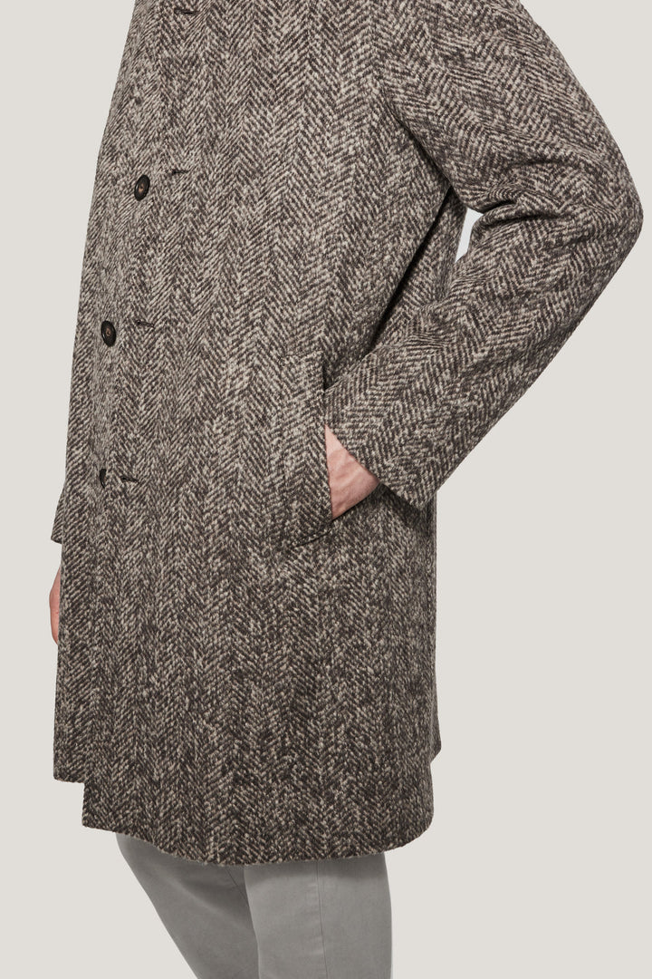 Wiktor Coat - Light Brown Herringbone