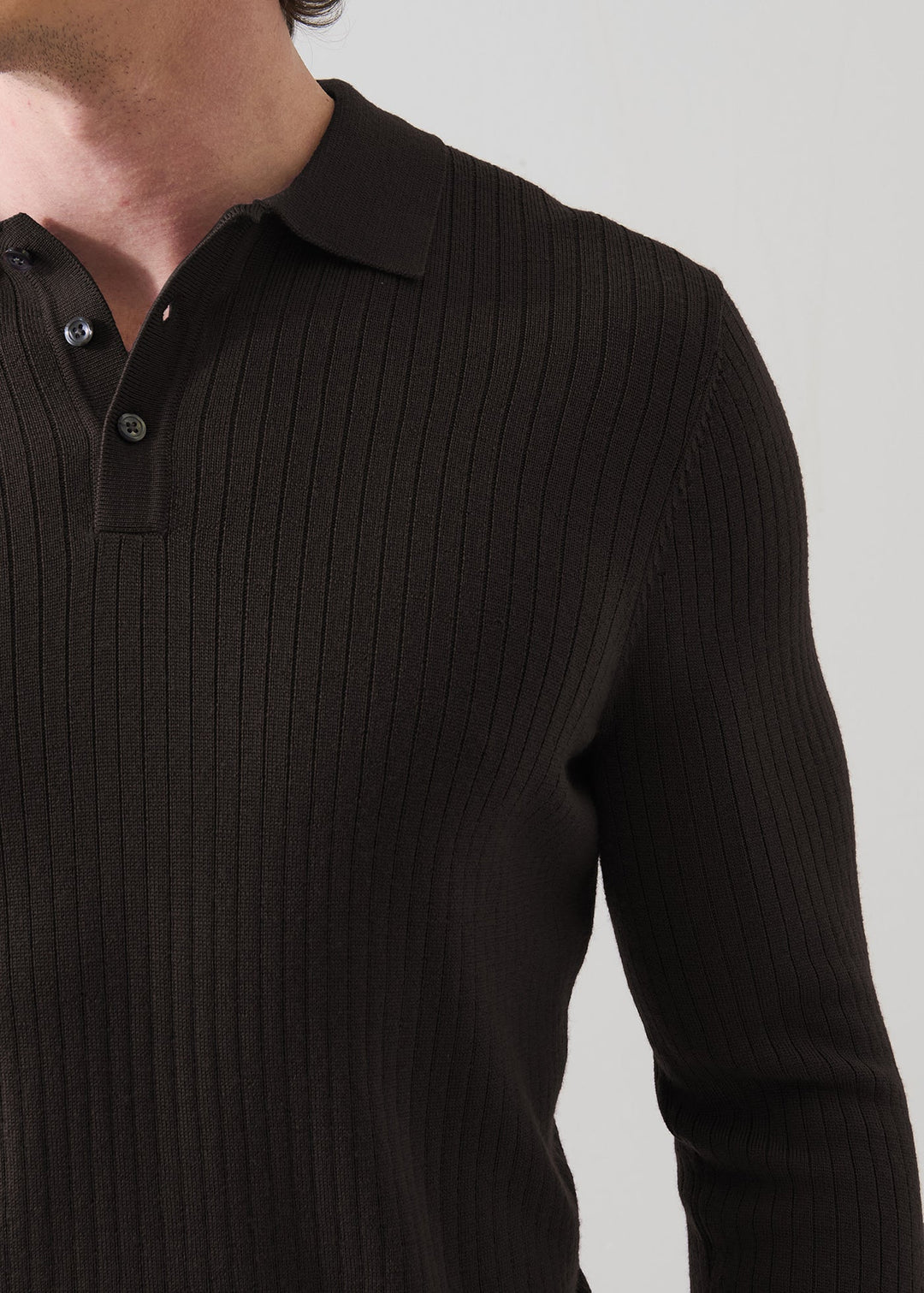 Merino LS Polo - Mahogany