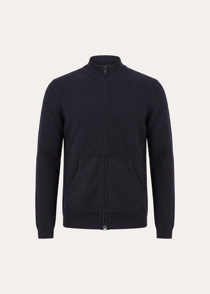 Boiled Wool Zip Cardigan - Blackcurrant
