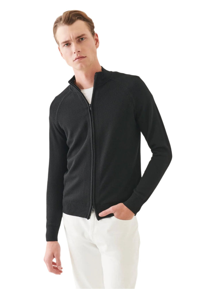 Merino Zip Cardigan - Black