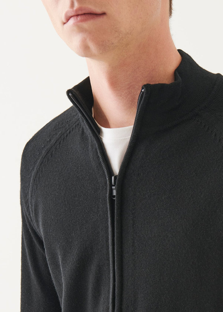 Merino Zip Cardigan - Black