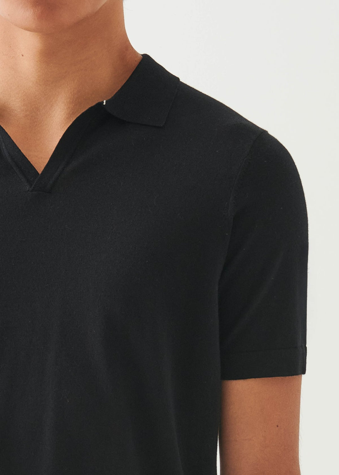 Patrick Assaraf Cotton Open Polo - Black