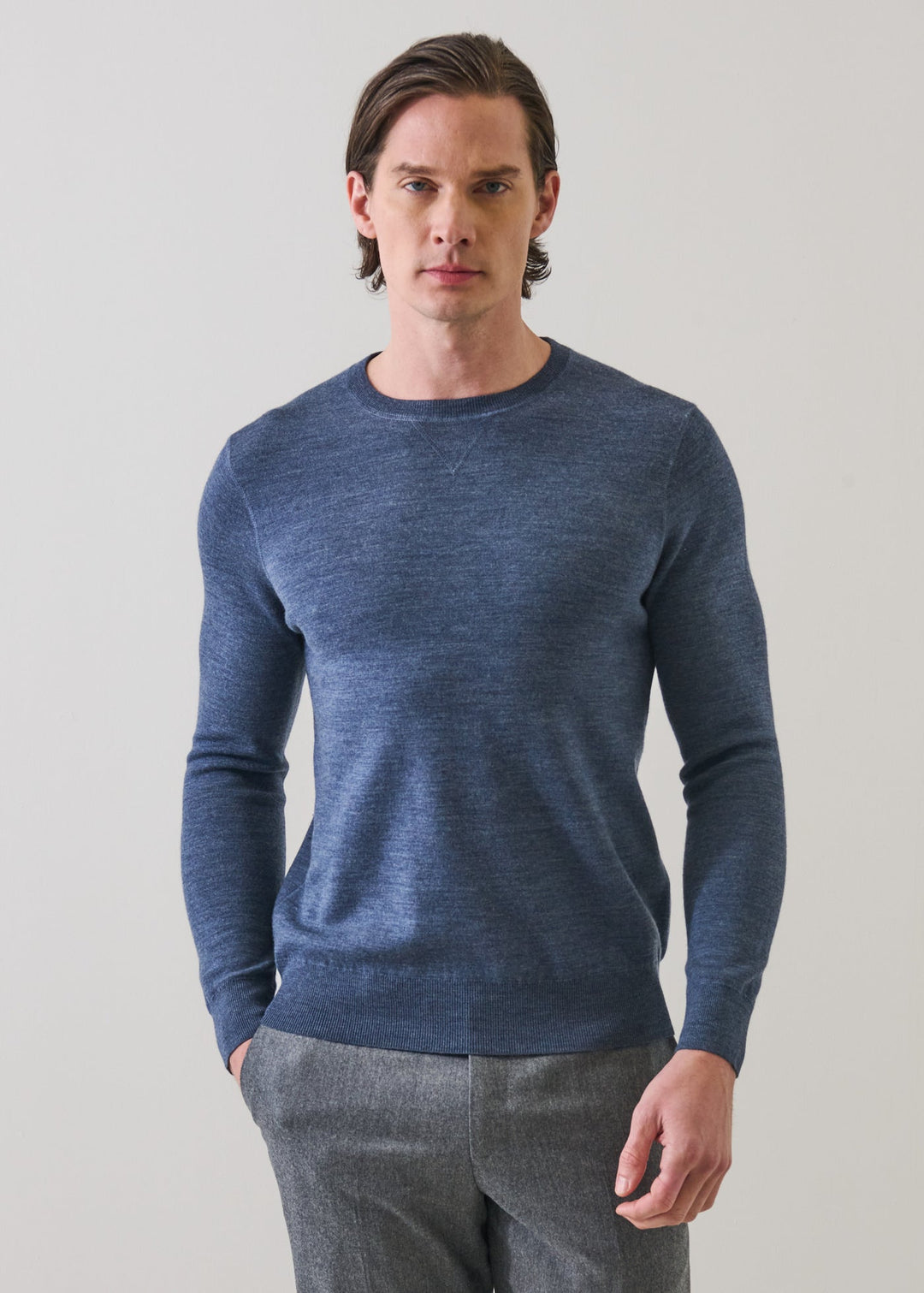 Double Face Merino Crewneck - Overcast