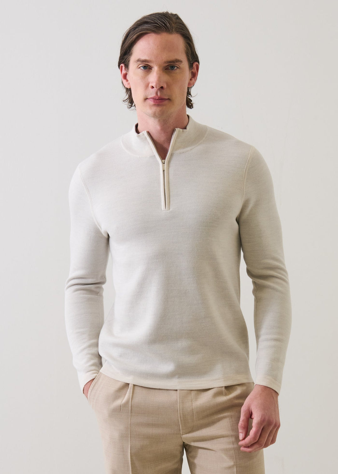 Double Face 1/4 Zip - Cream