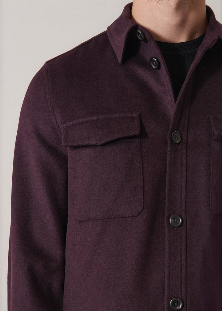 Wool Silk Shirt Jacket - Bordeaux