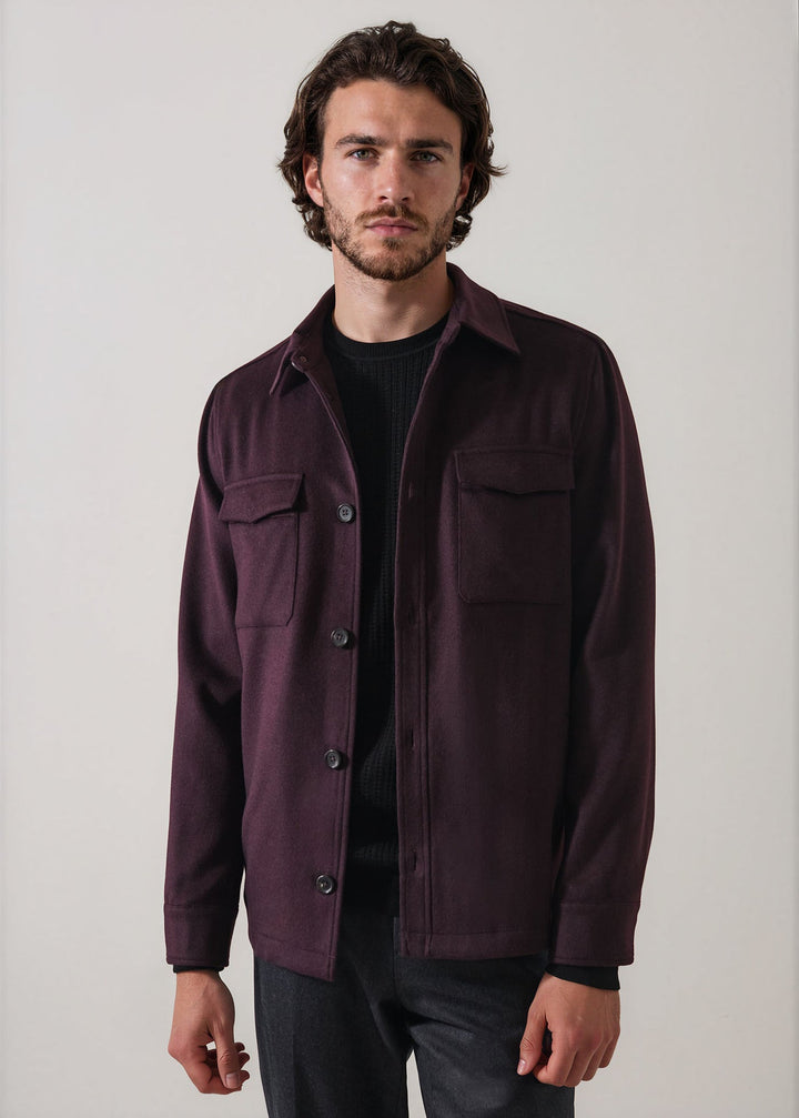 Wool Silk Shirt Jacket - Bordeaux