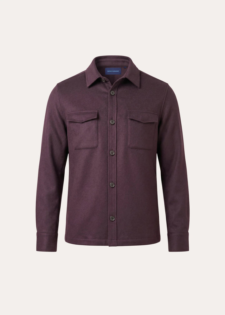 Wool Silk Shirt Jacket - Bordeaux