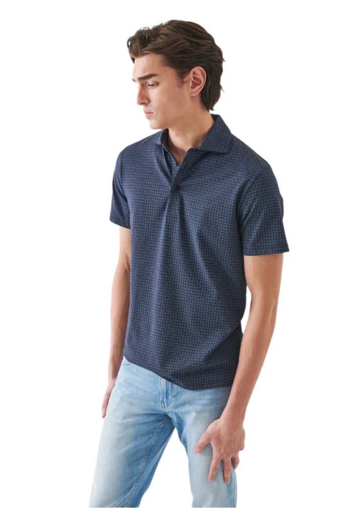 Patrick Assaraf Neat Print Polo - Midnight