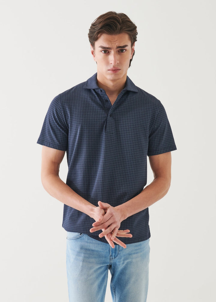 Patrick Assaraf Neat Print Polo - Midnight