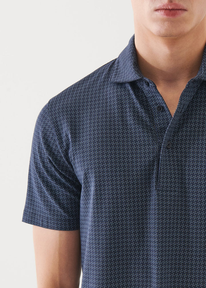 Patrick Assaraf Neat Print Polo - Midnight