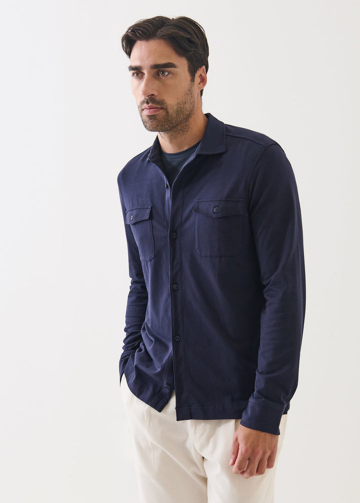 Pima Cotton Overshirt - Dark Navy