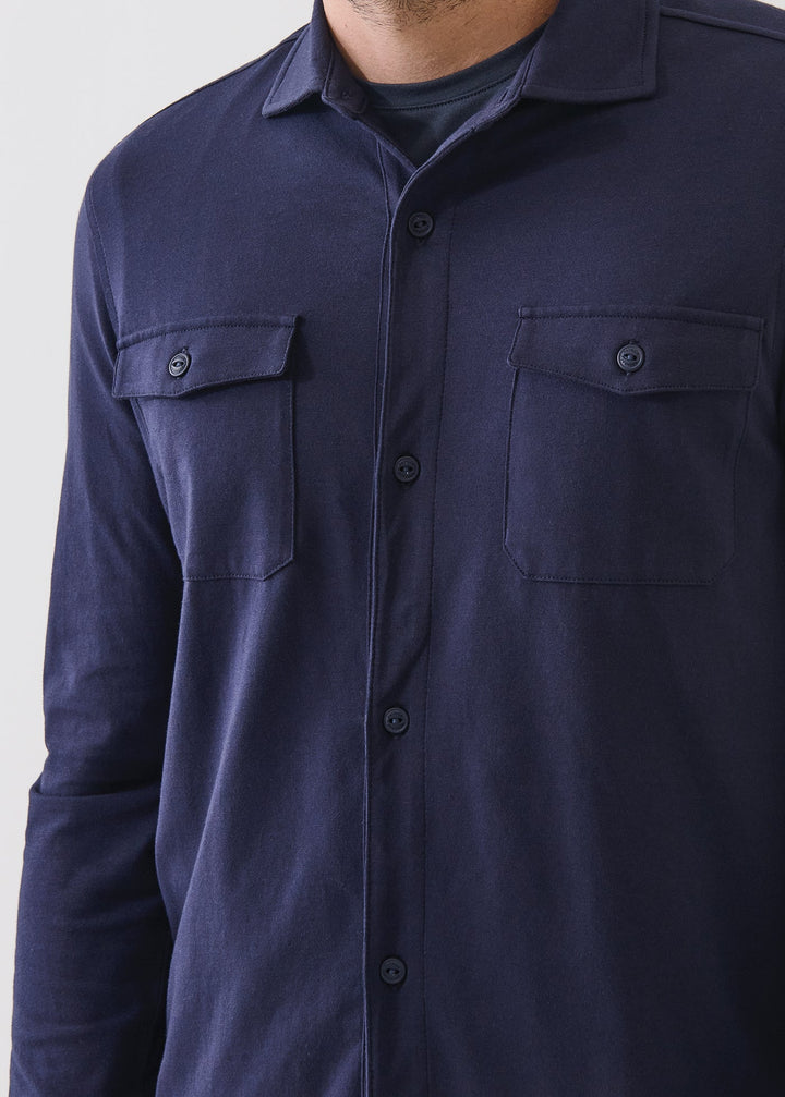 Pima Cotton Overshirt - Dark Navy