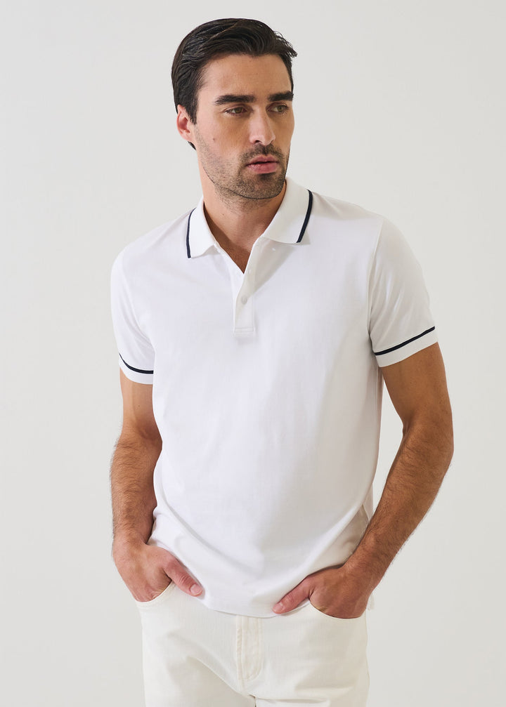 Pima Cotton Tipped Polo - White