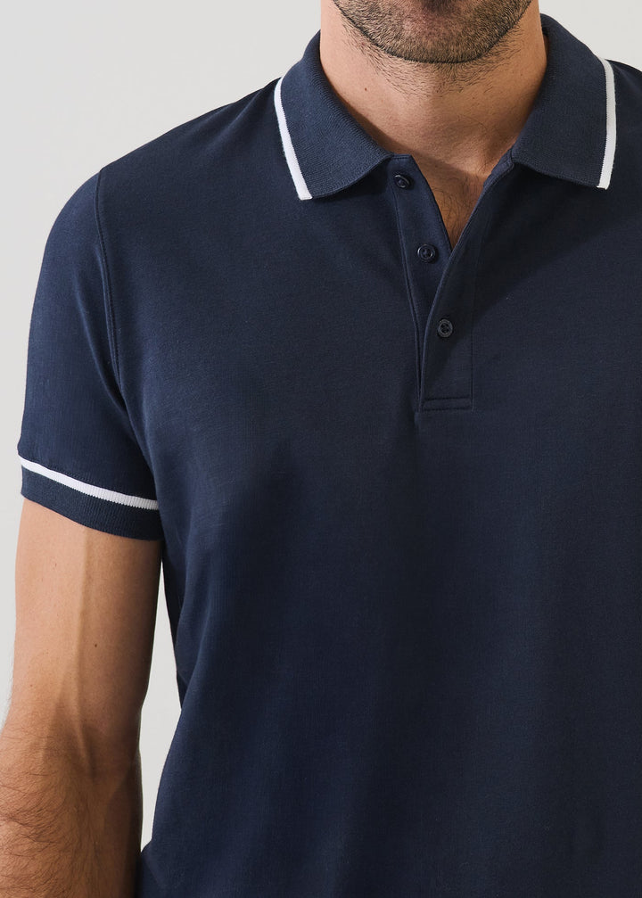 Pima Cotton Tipped Polo - Midnight