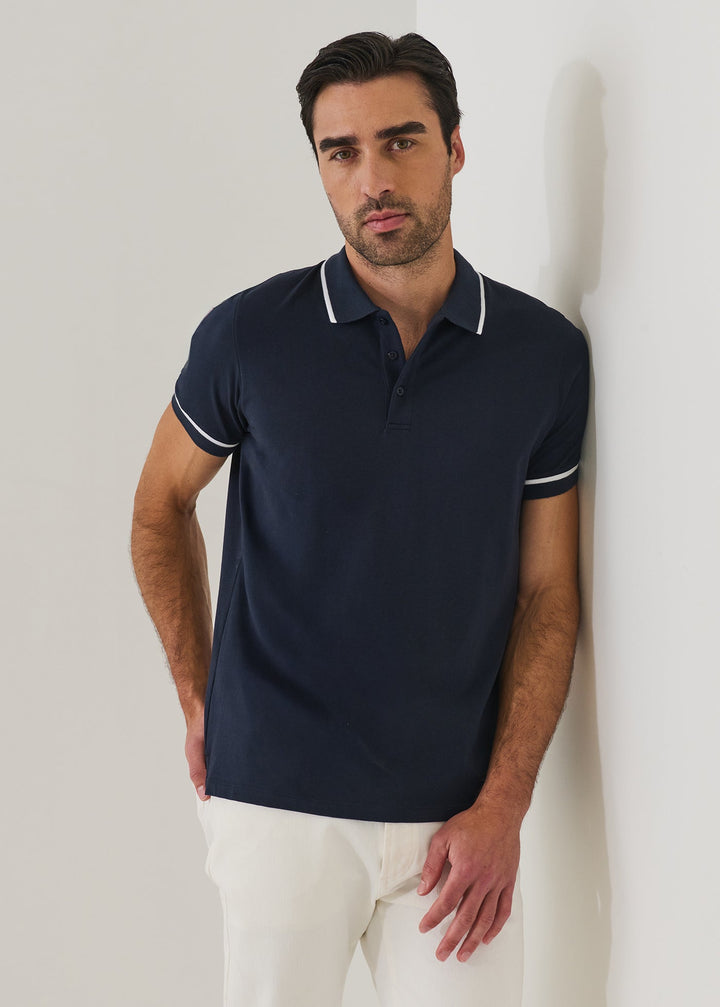 Pima Cotton Tipped Polo - Midnight