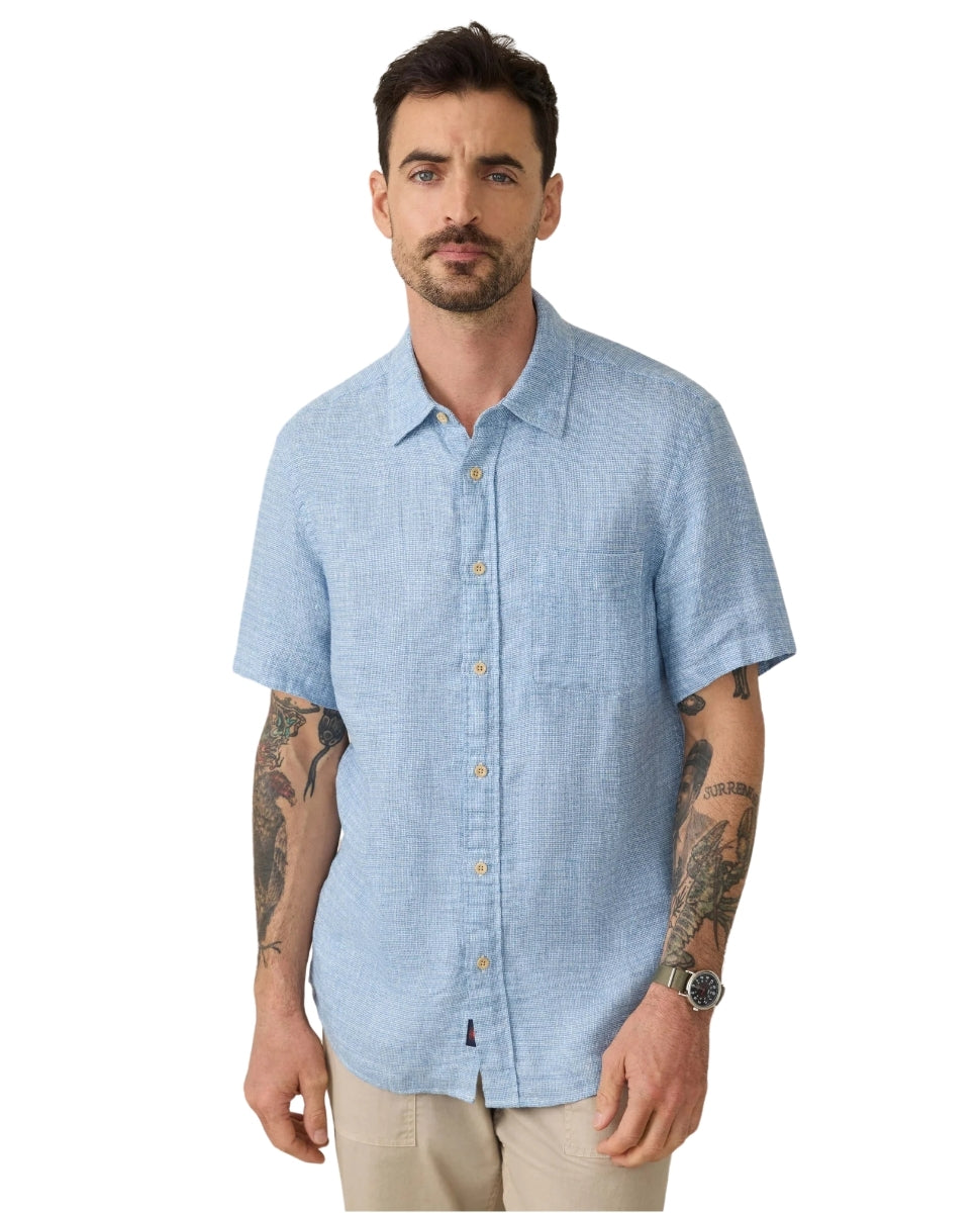 Palma Linen Shirt - Blue Basketweave