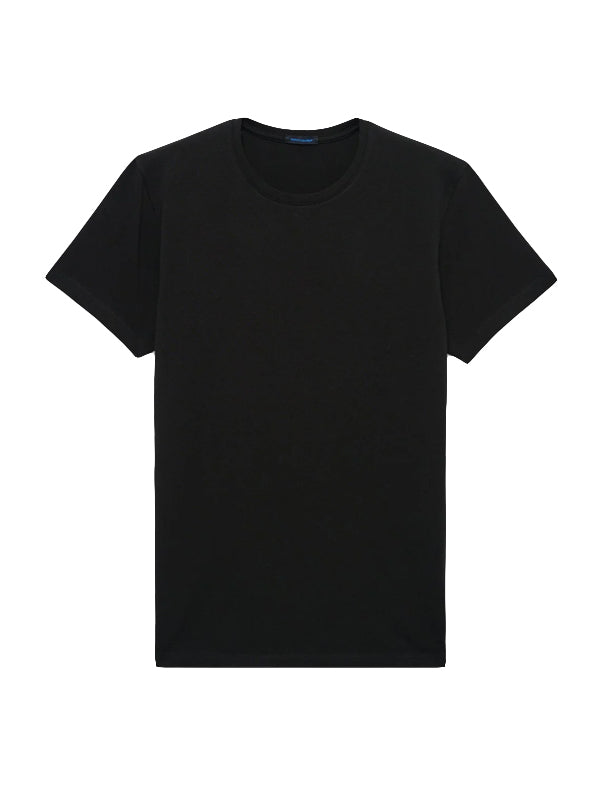 Patrick Assaraf Iconic Pima Cotton Stretch Crew T-Shirt Black